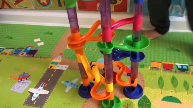 MARBLE RUN MARBLE RACE 80 PIECE 30 MARBLES UNBOXING TOYS REVIEW