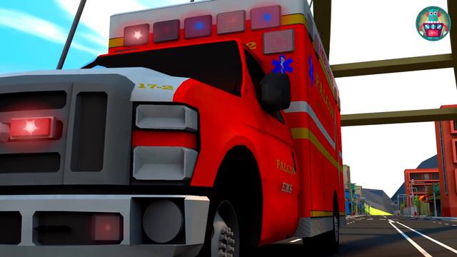 Car Accident Cartoon. Car Race For Children. Cars Kids Learning. Police And Ambulance Cartoon