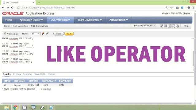 Oracle Tutorial - Like Operator смотреть онлайн