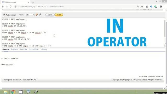 Oracle Tutorial - IN Operator смотреть онлайн