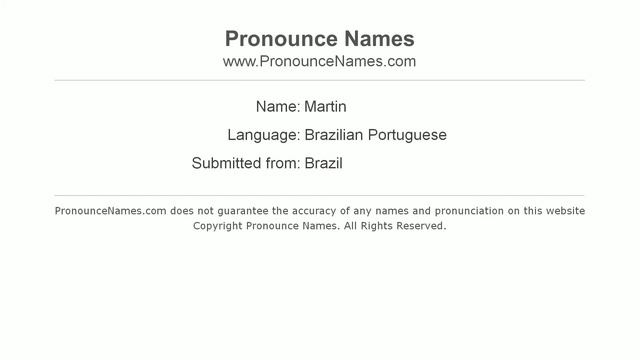 How to pronounce Martin (Brazilian Portuguese/Brazil) - PronounceNames.com смотреть онлайн