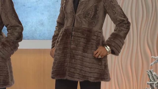 Dennis Basso Platinum Collection Faux Broadtail Skirted Coat with Sandra Bennett смотреть онлайн