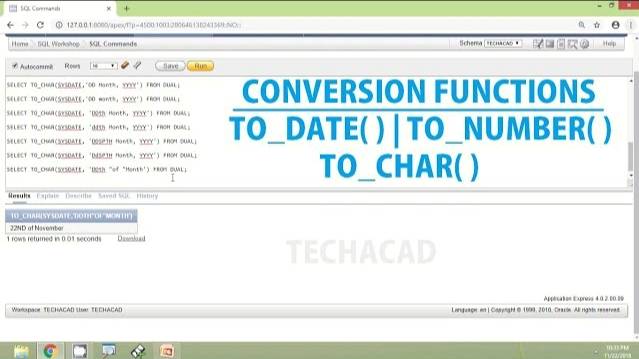 Oracle Tutorial - Conversion Functions TO_DATE | TO_CHAR | TO_NUMBER смотреть онлайн