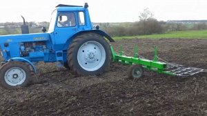 Полевые испытания самодельной сцепки борон. Первый выезд. МТЗ-80 и СЗБ-6Н.