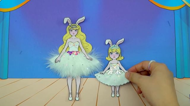 Cat & Rabbit Mother and Daughter Ballerina - Paper Dolls Dress Up - Barbie Story & Crafts смотреть онлайн