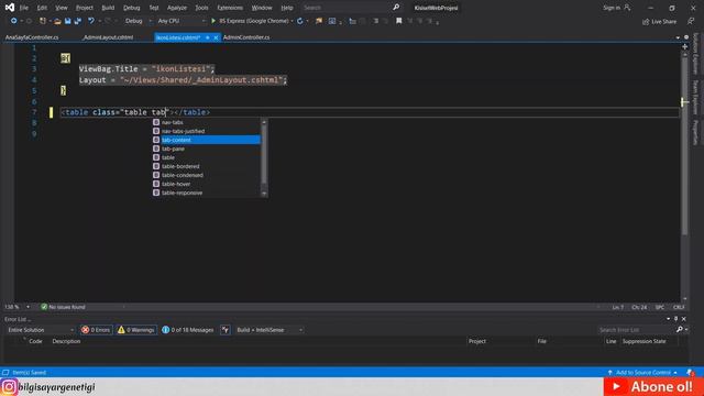 Asp.Net Mvc İle Admin Panelli Kişisel Web Site Yapımı /Admin Panel Listeleme İşlemleri / Ders 18 смотреть онлайн
