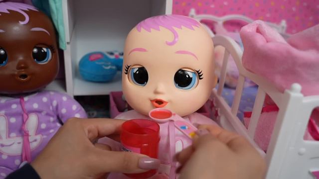 Cry baby dolls are sick and have a cold!