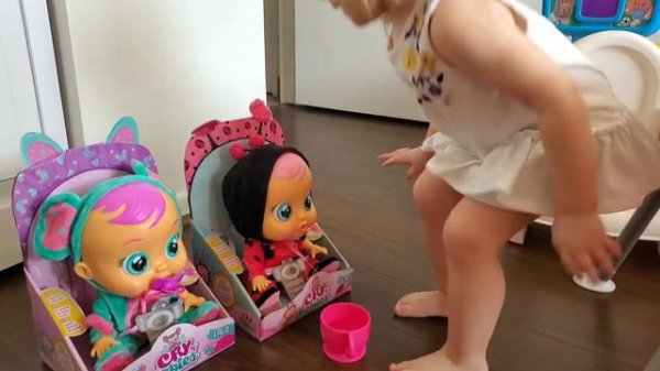 Cry Babies Magic Tears Dolls and Fisher Price Laugh and Learn Tea Set for Kids