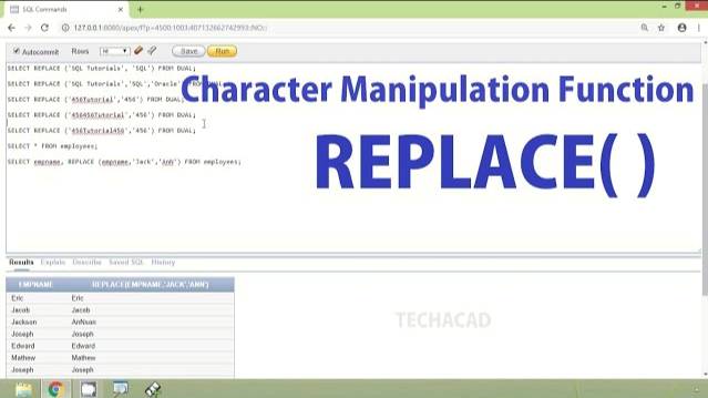 Oracle Tutorial - Character Manipulation Function REPLACE смотреть онлайн