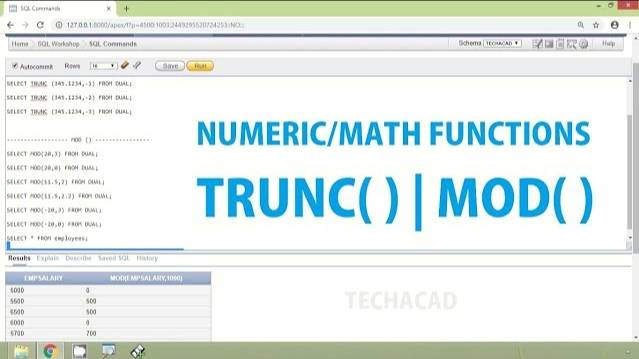 Oracle Tutorial - Numerical/Math Functions TRUNC | MOD смотреть онлайн
