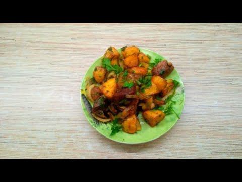 Жареная картошка с мясом в казане простой рецепт смотреть онлайн