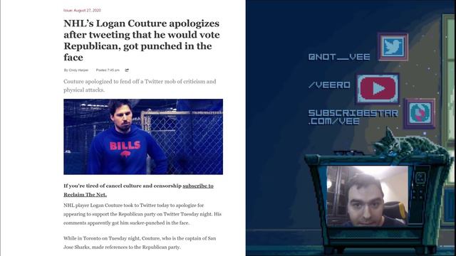 Logan Couture apologizes after tweeting that he would vote Republican смотреть онлайн