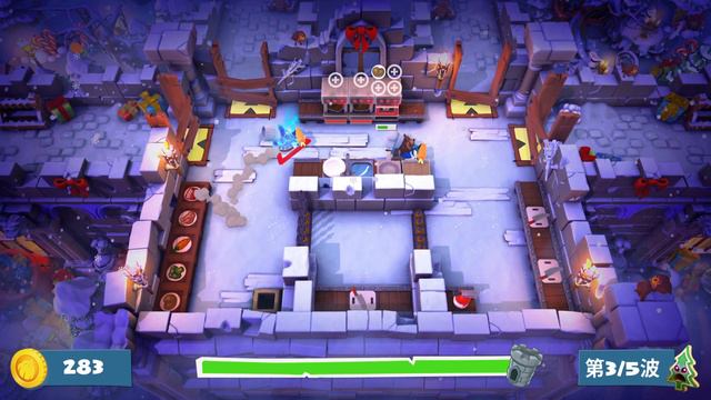 Overcooked 2 Winter wonderland 1-4 25% kitchen health almost....分手厨房 差点完蛋 смотреть онлайн