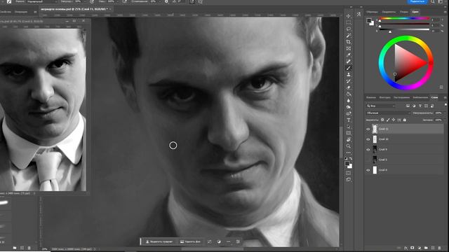 Рисование портрета Мориарти в Фотошоп (Часть15) смотреть онлайн