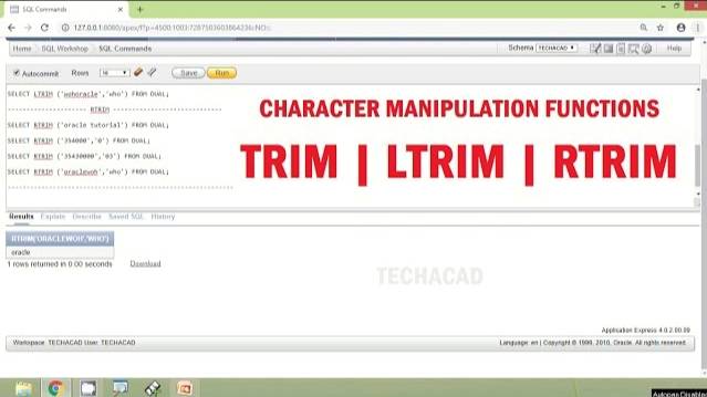 Oracle Tutorial - Character Manipulation Functions TRIM | LTRIM | RTRIM смотреть онлайн