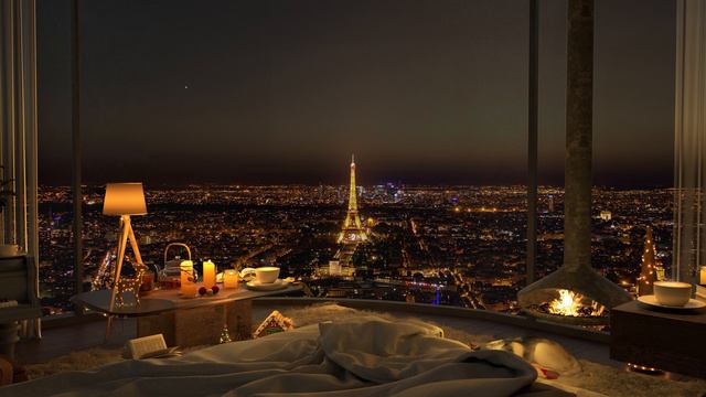 Autumn Night - 4K Cozy Bedroom In Paris With Jazz Music For Relax And Study