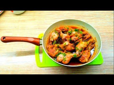 Вкусные куриные ножки в соевом медовом соусе на сковородке. смотреть онлайн
