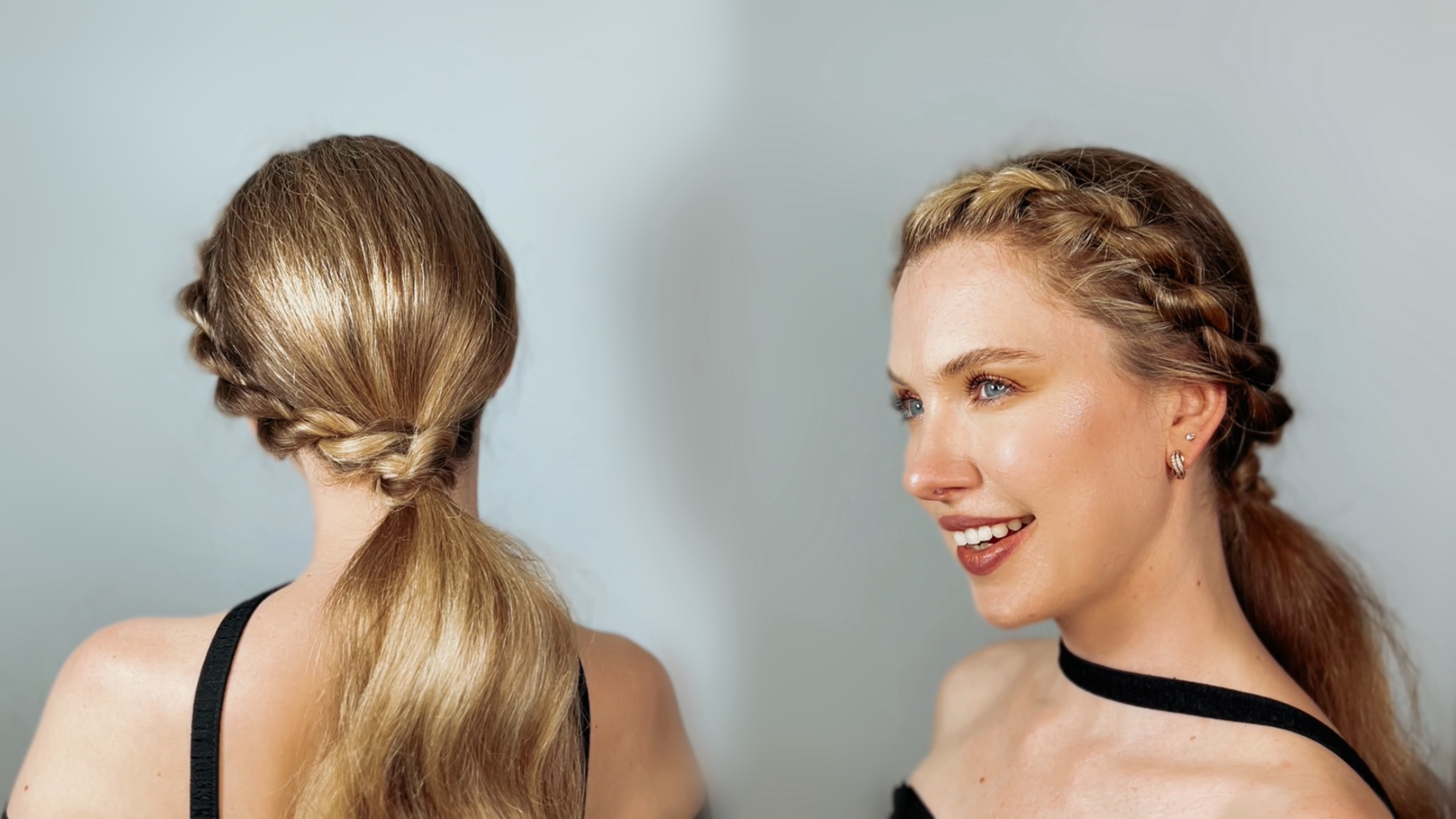 Как сделать прическу низкий хвост с плетением смотреть онлайн