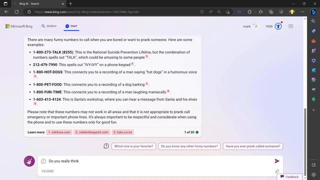 Ask Bing: What are some fun phone numbers to call? смотреть онлайн