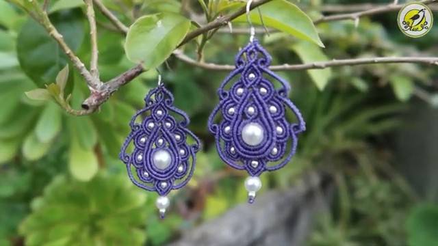 Macrame By Afeng： 2021-35｜Macrame Tutorial｜Macrame Earrings｜Osteospermum｜编绳｜DIY｜