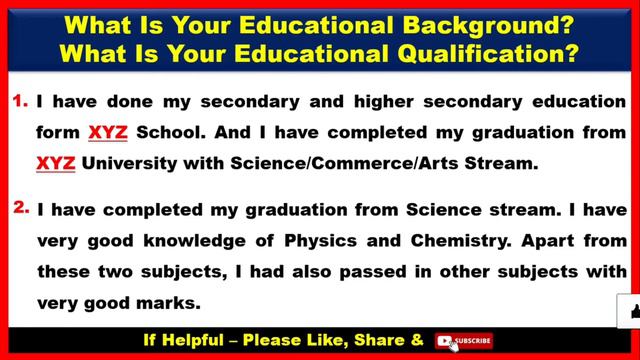 What Is Your Educational Background Sample Answer | What Is Your Educational Qualification? смотреть онлайн