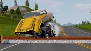 Тачки против сломанного моста  в BeamNG Drive!