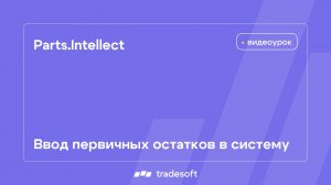 Parts.Intellect. Ввод первичных остатков в систему