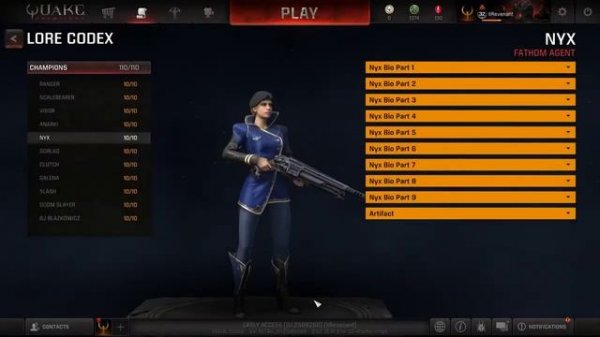 Quake Champions - Unlocking ALL Legendary Skins - Lore Codex