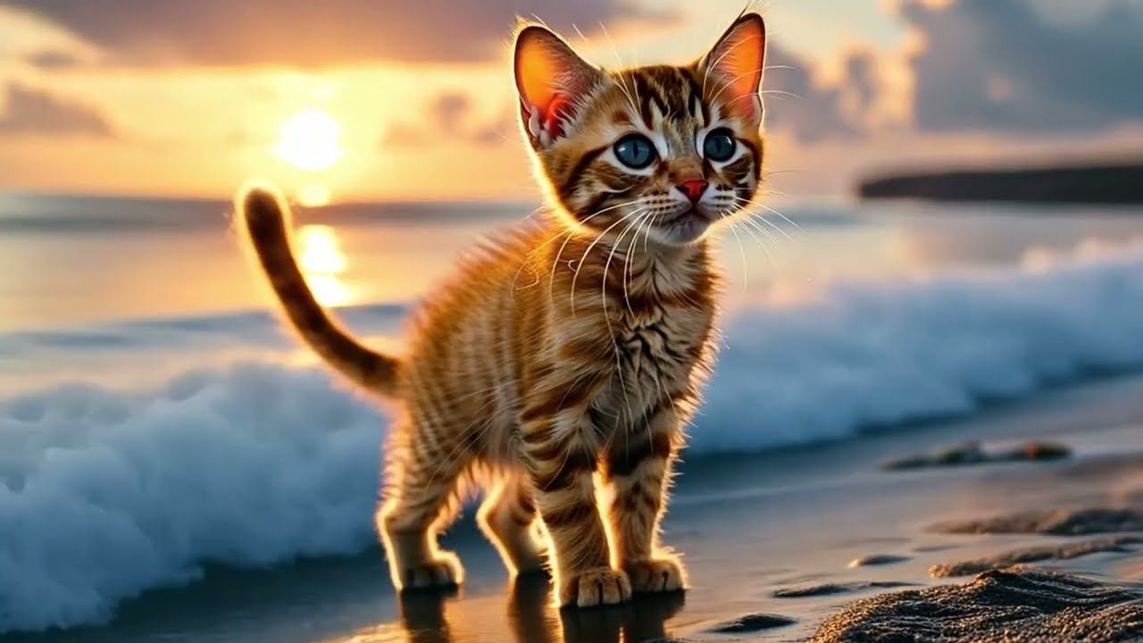 Kitten Travels The World Meow Meow Meow. Sound Miaw Miaw. #ai #cats #aicat #cat #catcute #cutecat