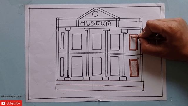 International Museum Day 2021 | How To Draw A Museum Step By Step Very Easy Way | Misha.Prayu.Show