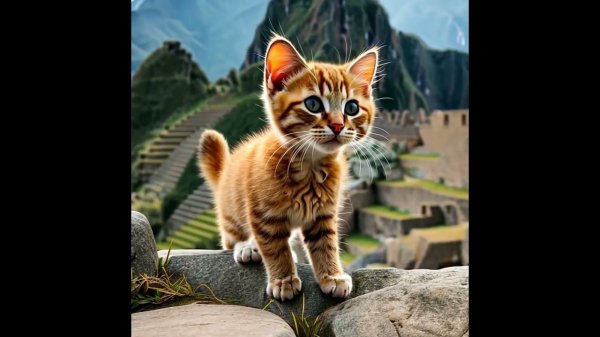 Kitten Travels the World Meow Meow Meow. Sound miaw miaw. #ai #cats #aicat #cat #catcute #cutecat