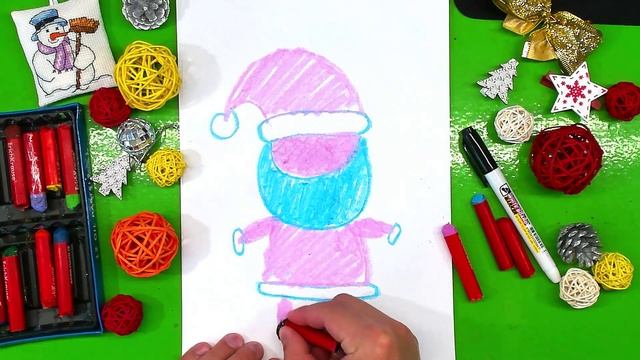 Розовый САНТА рисую для детей смотреть онлайн