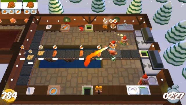 Overcooked Festive Seasoning 1-7 3 Player 3 Stars Coop Score 586