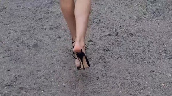 Vika in Sergio Rossi High Heels Slingback Walking with a Straps Down, High Heels Walking (# 995)