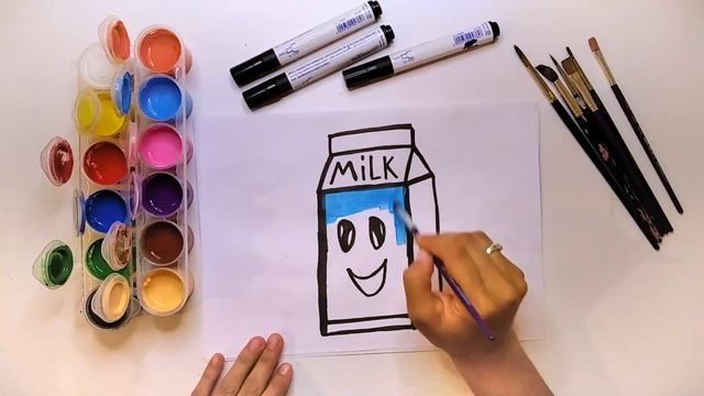How to draw Milk Box for kids | Drawing for Kids | Coloring for kids смотреть онлайн
