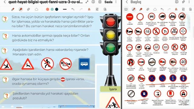 Həyat Bilgisi. 3-cü Sinif. Yol Nişanları. Səh: 82, 83, 84, 85