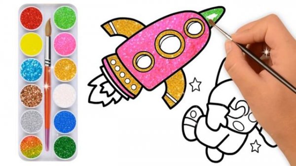 Glitter Apollo Rocket Coloring and Drawing for Kids, Toddlres and Preschooler