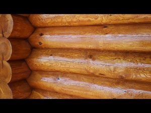 Покраска сруба после брашировки.