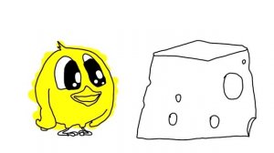 Funny Chicken Chicky - Chicky like Сheese Colouring Page Colouring and Drawing for Kids, Children