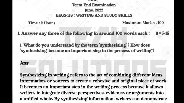 BEGS 183 Previous Year Question Paper Answer In English | Begs 183 Guess Paper June 2022 смотреть онлайн