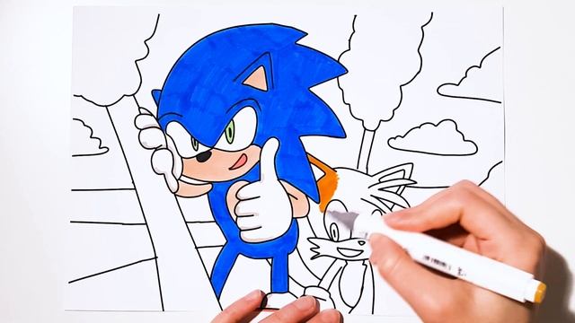 SONIC THE HEDGEHOG AND MILES TAILS PROWER COLORING PAGES - HOW TO DRAW SONIC AND TAILS смотреть онлайн
