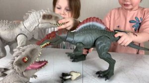 Распаковка динозавра Спинозавра Юрксикй период Mattel Jurassic World Ник Тим Йорк Рукозавр Митя