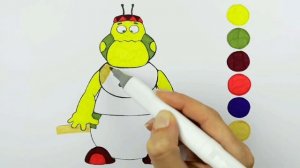 Раскраска Вупсень, учим цвета, Лунтик. Coloring pages for children.
