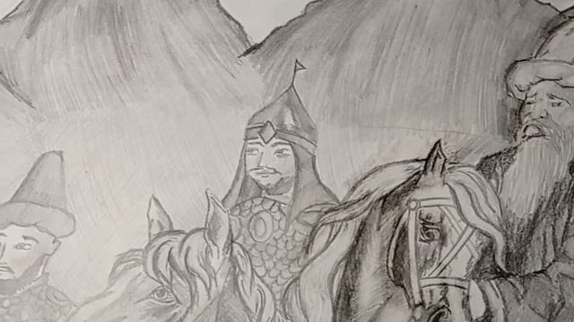 Картина посвешяется к Эпос Манасу. рисунок Сабины. смотреть онлайн