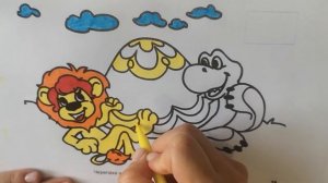 Львенок и черепаха - Я НА СОЛНЫШКЕ ЛЕЖУ! Раскраска для самых маленьких!