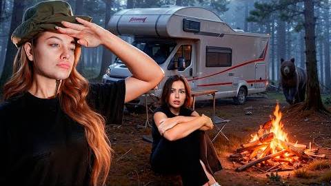 24 часа ВЫЖИВАЕМ В ДОМЕ НА КОЛЕСАХ челлендж (Генсуха, Сабина и Каролина) смотреть онлайн