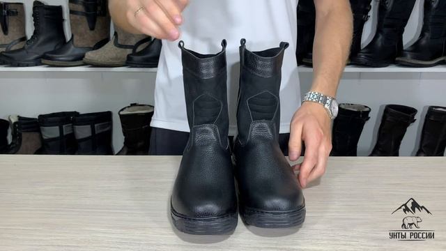 Унты России - монголки мужские натуральные короткие черные, литая подошва, код 40099 смотреть онлайн