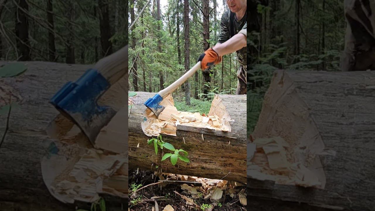 Финский топор Billnas 1132 на ели 50см. смотреть онлайн