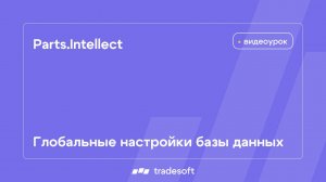 Parts.Intellect. Глобальные настройки базы данных