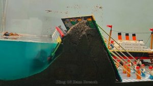 Mini Lego City Tsunami - Massive Failure of NEW LEGO Dam, Railway Collapse & Titanic Sinking